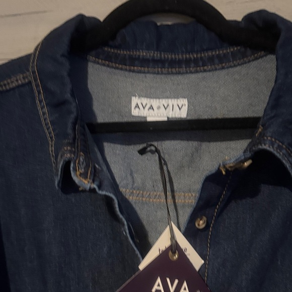 Ava & Viv Dark Denim Button Down Shirt - Picture 4 of 9